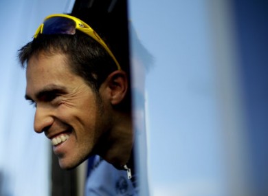 Alberto Contador lined out with Nicolas Roche in the Algarve.