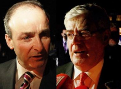Micheal Martin and Eamon Gilmore arriving at TV3
