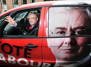 Have you seen this man? Eamon Gilmore clearly there's no such thing as overexposure on the trail today. Pic: Stephen Kilkenny.