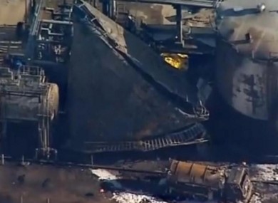 The damage at the Pembrokeshire oil refinery this morning.