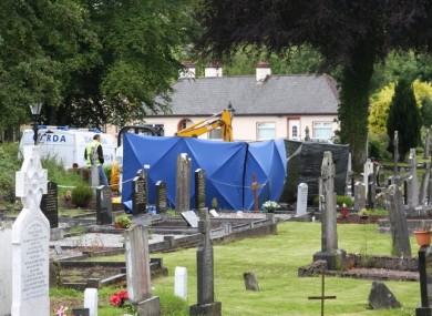The excavation for suspected remains of one of the 'Disappeared' at Urbleshanny graveyard, Co Monaghan