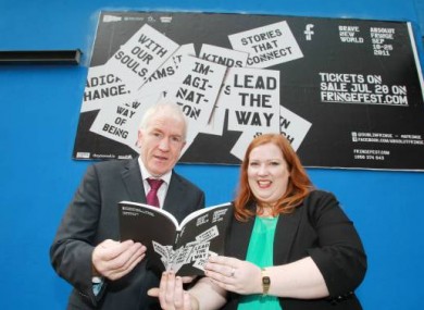 Arts Minister Jimmy Deenihan with Fringe Fest Director Roise Goan in Temple Bar today.