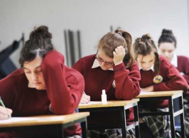 Students from Trinity Comprehensive School in Ballymun as they sit their Junior Cert Exams.