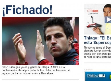 Spanish newspaper Diario Sport reports that Fabregas is finally a Barcelona player. Is it all over?
