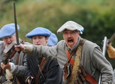 A re-enactment of the Battle of Newburn 1640, near Newcastle, England today.