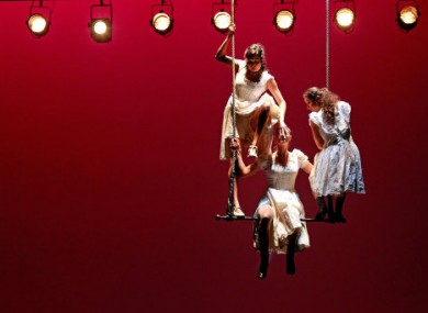 Members of the company 'Donka' perform on stage at the Gaeity to promote their production of a 'Letter to Chekhov,' which runs as part of the Ulster Bank Dublin Theatre Festival.