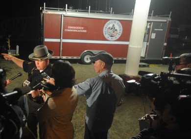 Muskingum County Sheriff Matt Lutz speaks to the media about exotic animals loose in the area