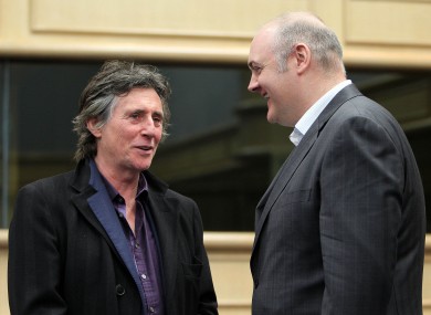 Gabriel Byrne and comedian Dara Ó Briain at the forum today.