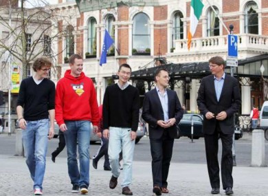 The exclusive F.ounders 2011 event, as part of the DWS: Founder of the Dublin Web Summit Paddy Cosgrave, founder of Angry Birds Mikael Hed, founder of LinkedIn Erik Ly, founder of Qunar Fritz Demiopolus and founder of Skype, Niklas Zennstrom before the invation-only event for the world's 'best and brightest'.