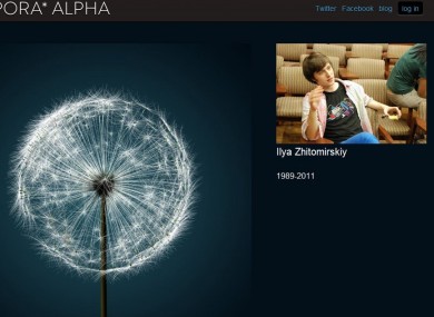 The Diaspora homepage pays tribute to Zhitomirskiy