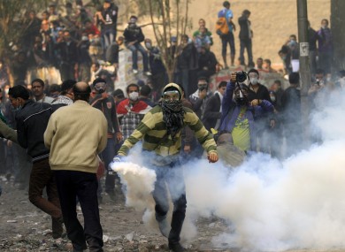 Protesters and tear gas in Cairo earlier today.