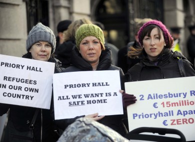 Frances Kennedy, Stephanie Meehan and Alison Doyle protest outside Leinster House earlier this month.