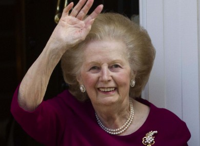 Margaret Thatcher outside her London home in November 2010