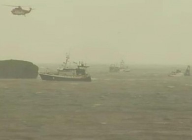 The search being carried out off the coast of west Cork yesterday.