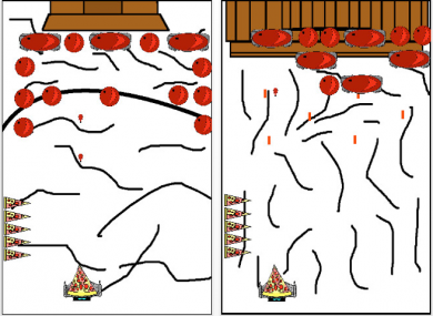 PizzaBot Season(ing)s asks the player to help a slice of pizza fight off the invasion of the wicked cranberries.