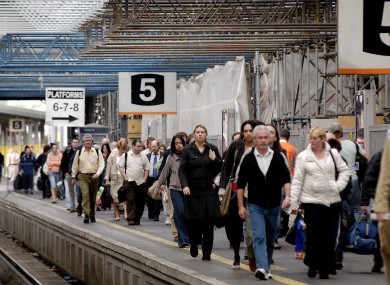 Rail travellers at Dublin's Heuston Station