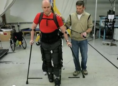 Mark Pollock using bionic 'legs' in Berkeley, California this week