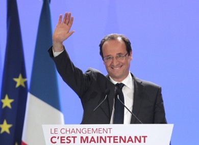 Hollande at a rally in Tulle, central France last night