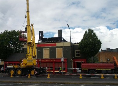The Merrion Inn pictured today after the fire had been extinguished