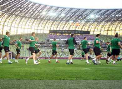 Ireland train ahead of their game tonight.