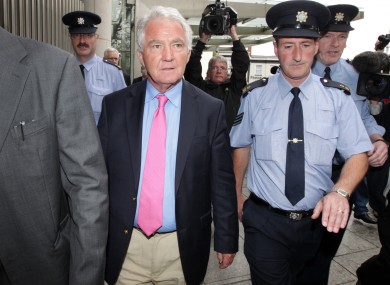 Seán FitzPatrick leaving court in Dublin yesterday.