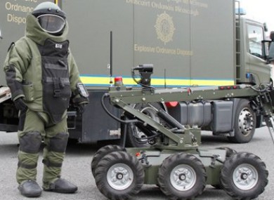 File photo of a member of the bomb squad with Defence Forces equpment.