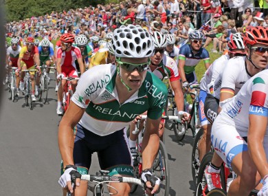 Nicolas Roche of Ireland ascends Box Hill.