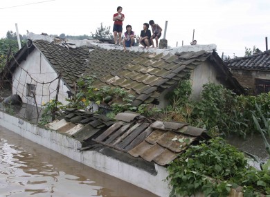 A flooded building in Anju City, South Phyongan Province in North Korea on 30 July.