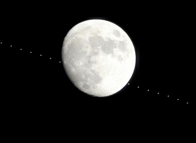 A composite photo taken of the ISS in June 2011