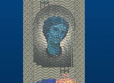 This image of Europa will appear as a security feature on the new breed of Euro banknotes, which will be unveiled next year.