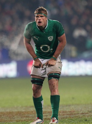 Jamie Heaslip takes a breather against the All Blacks.