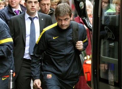 Barcelona manager Francesc Vilanova arrives at the team hotel in Glasgow.