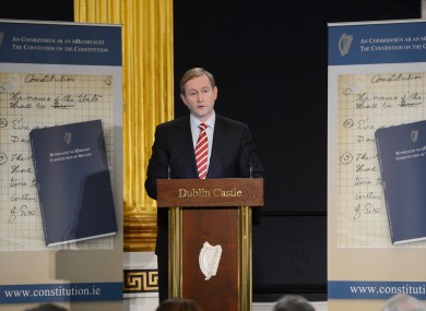 Taoiseach Enda Kenny addresses the Constitutional Convention in Dublin Castle yesterday.