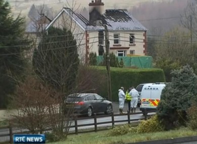 The scene of the house fire in Lisnabrack today