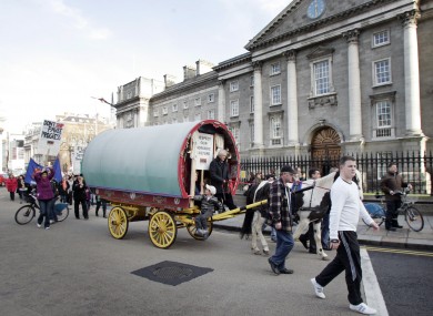 Travellers march for ethnic recognition in Dublin in 2009.