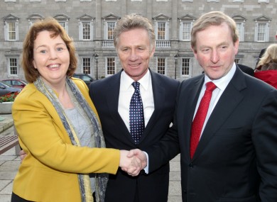 Senator van Turnhout (left) with Seanad colleague Eamonn Coghlan and Taoiseach Enda Kenny last year on the day Coghlan joined Fine Gael.