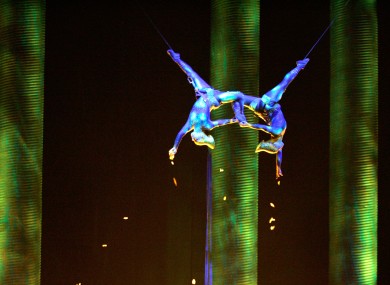 File photo of Sarah Guyard, left, and Sami Tiaumassi in a performance in Las Vegas.