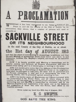Image of a proclamation by Dublin Metropolitan Police republished with the kind permission of the National Library of Ireland.