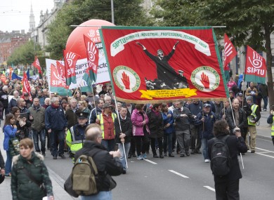 Trade union and community groups protest march