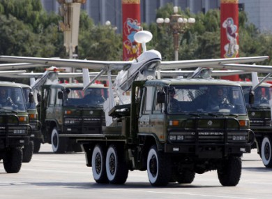 A truck loaded with the Chinese made drone