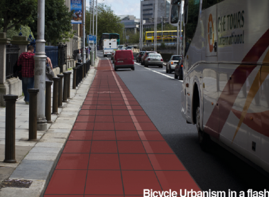 A temporary, elevated, track in Dublin as visualised by the Copenhagenize Flow people.