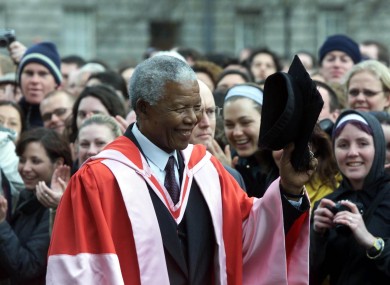 Nelson Mandela at Trinity College, Dublin in 2000, where he was conferred with an Honorary Degree