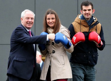 Taylor with Michael Ring TD and Adam Nolan at yesterday's opening.