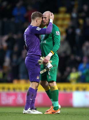 England colleagues John Ruddy and Joe Hart after the game.