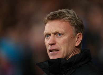 Manchester United's manager David Moyes on the touchline.