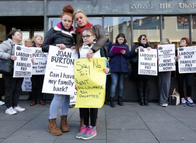 Gwen Connell with two of her three daughters at a protest in February
