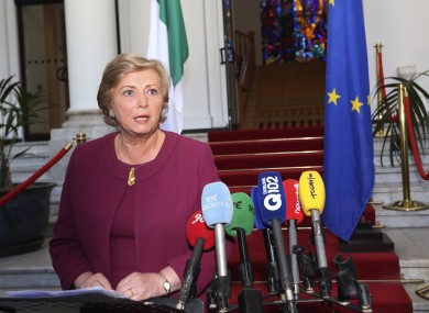 Frances Fitzgerald at her first press conference in Government Buildings today