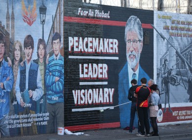 A new mural dedicated to Gerry Adams which was painting following his arrest on Wednesday.