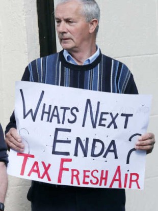 Christy Doran from Mullingar protests over the water charges.