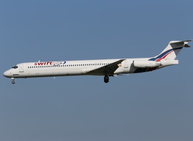 Photo of the Swiftair charter aircraft.